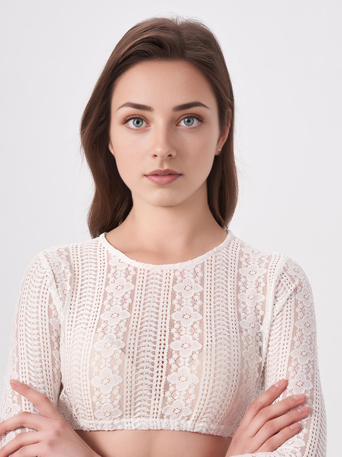 Dirndl Bluse Lila mit Spitzenverzierung