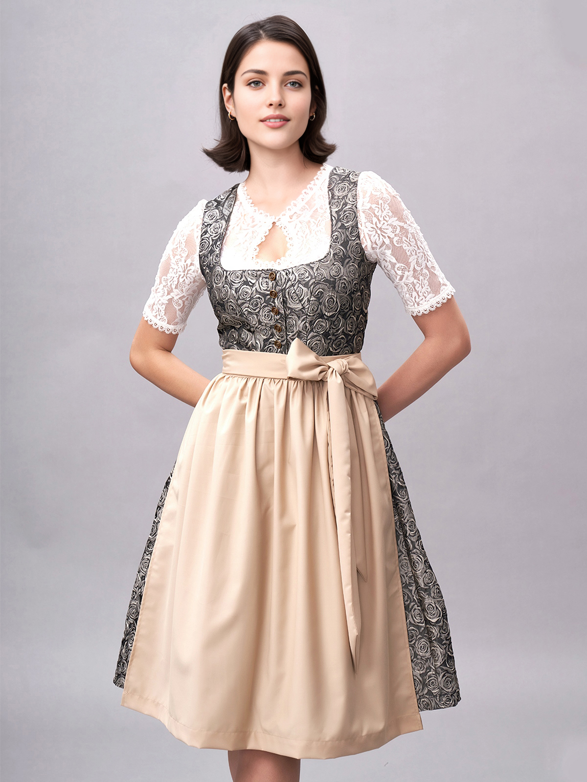 Dunkelgrünes Dirndl mit traditionellem Schnitt