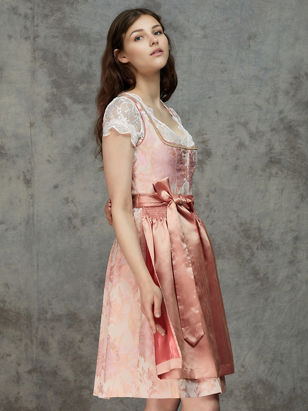 Dirndlbluse langärmlig in Rosa