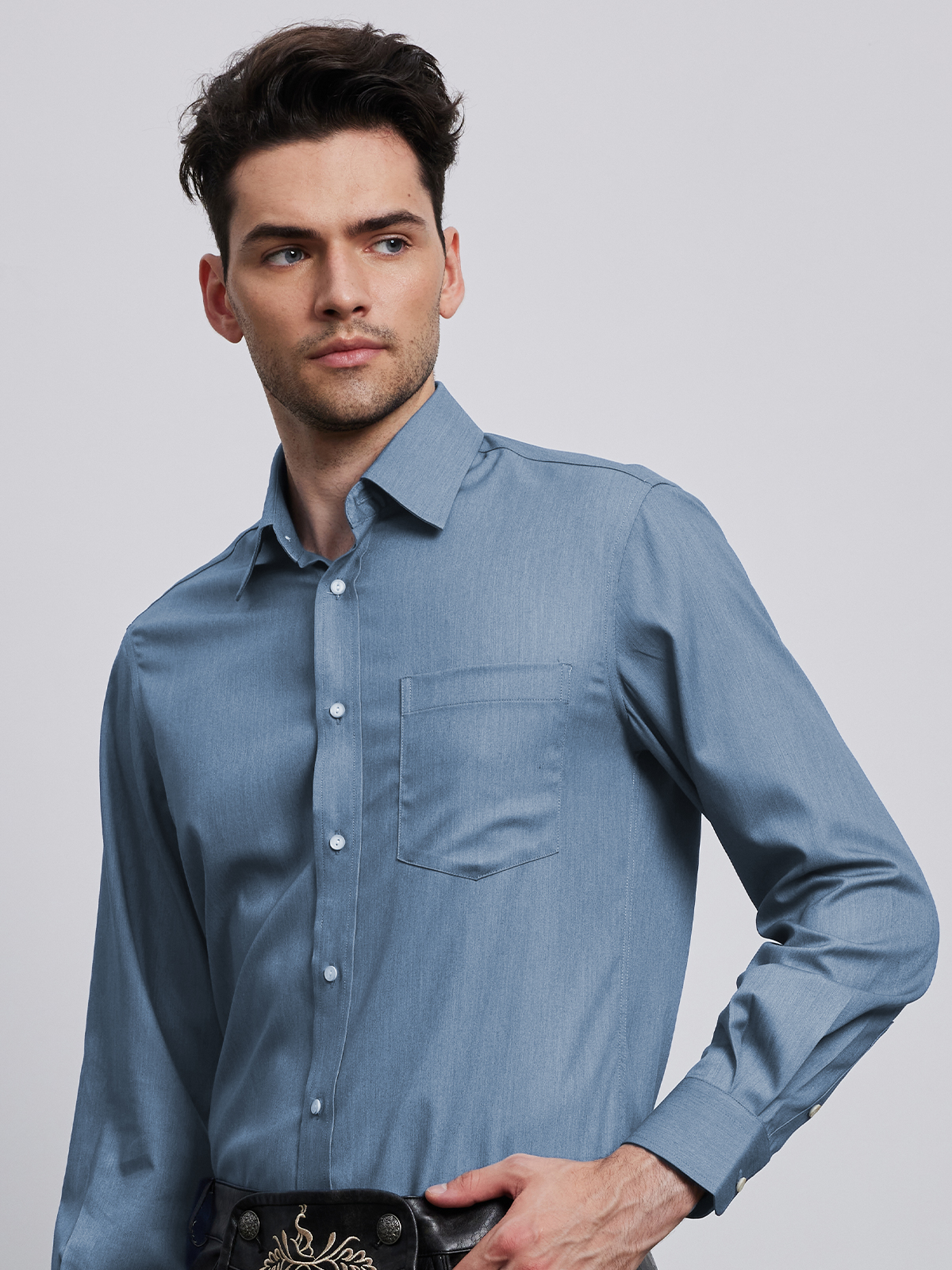 Dirndl-Bluse Langarm in Blau