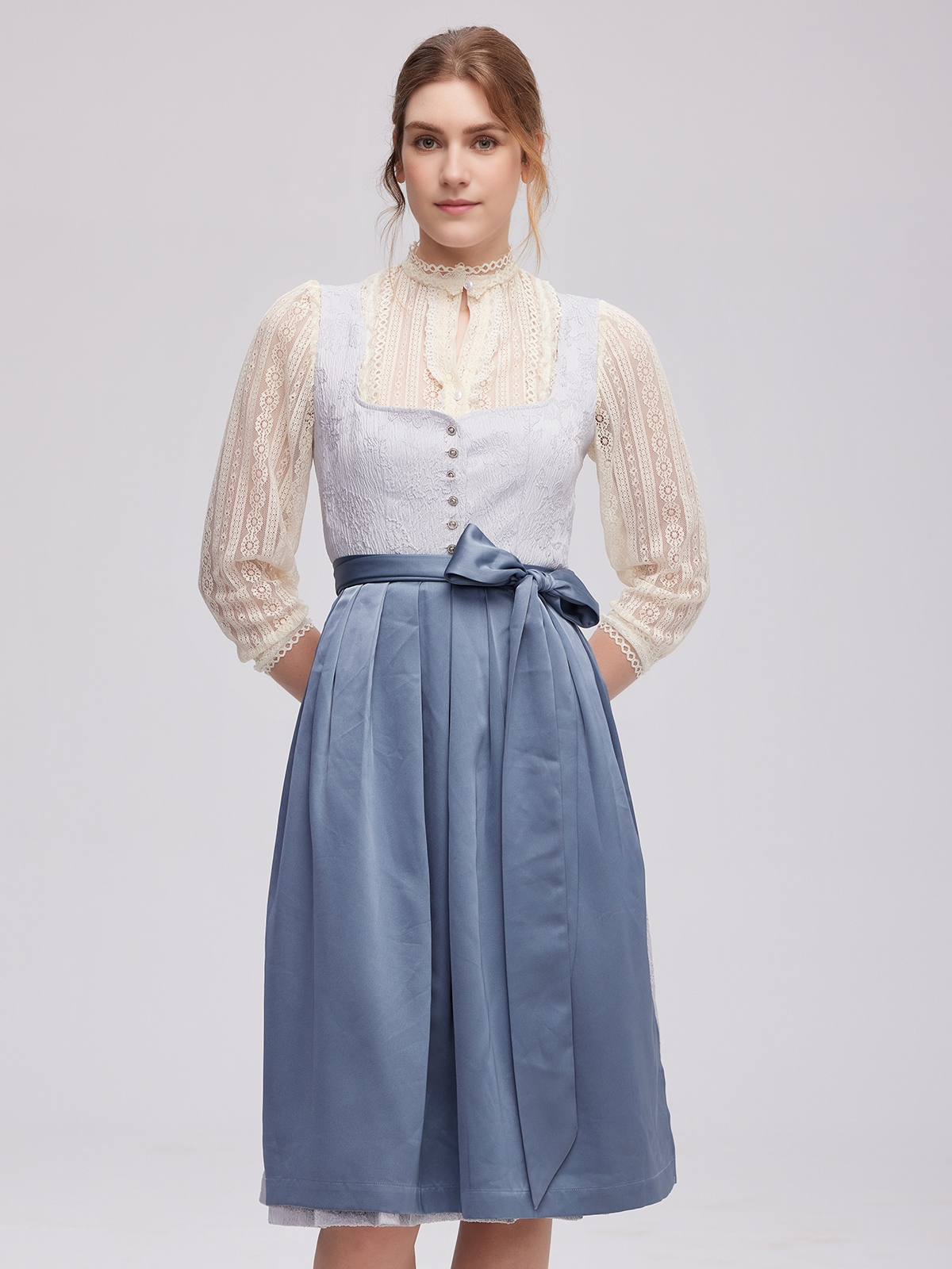 Modernes blaues Leder Dirndl